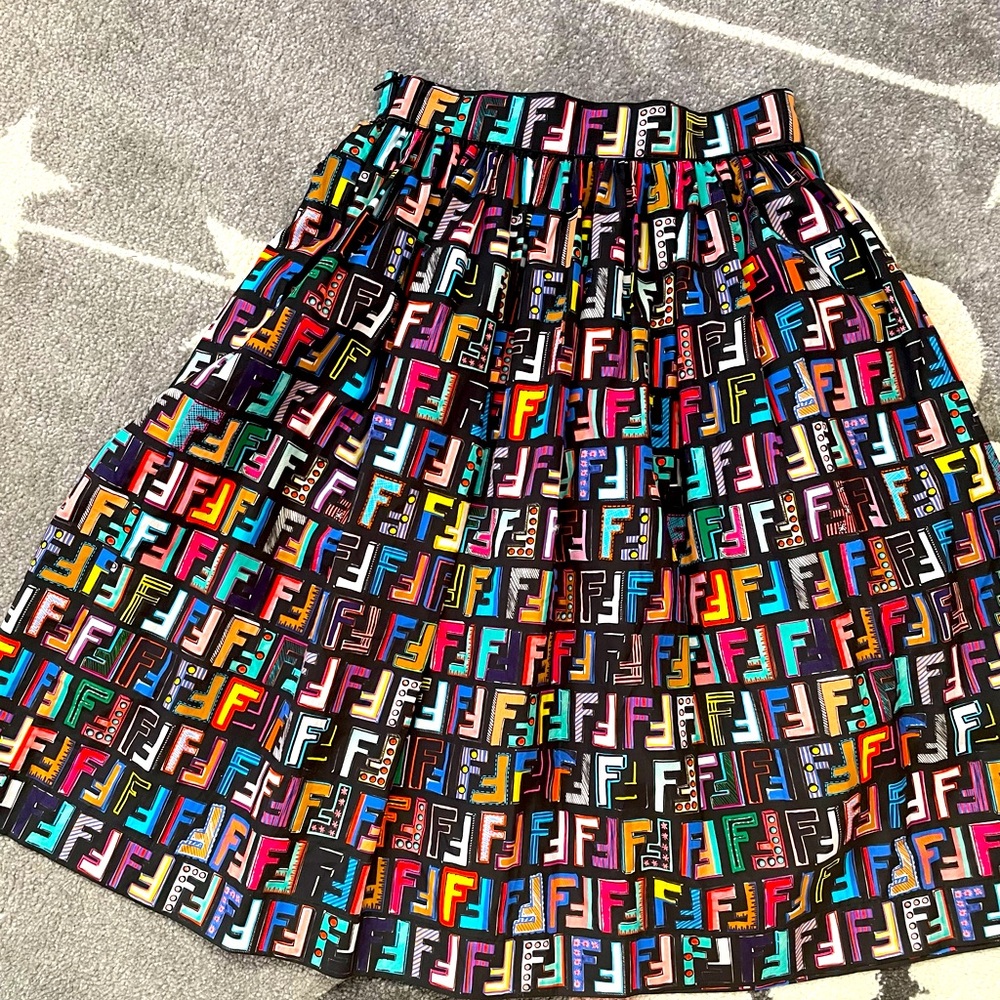 Girls Fendi A-line Pleated Skirt
